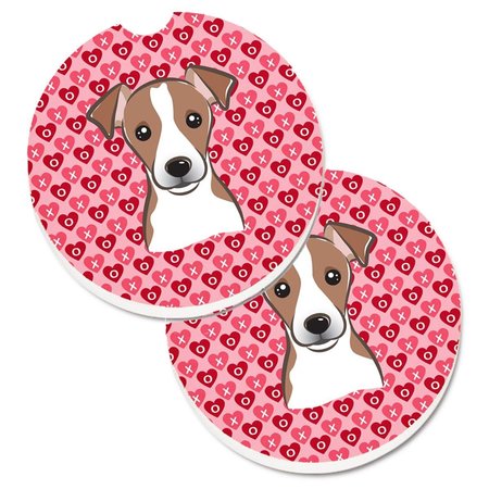 Carolines Treasures Jack Russell Terrier Hearts Cup Holder Car Coasters - Set of 2 BB5330CARC